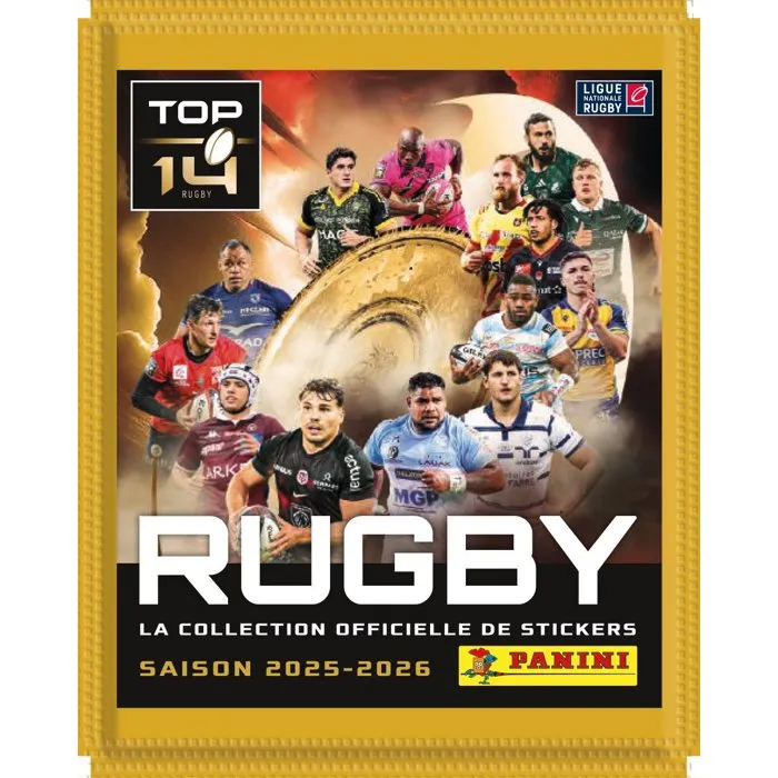 Panini Album Stickers Rugby Top 14 Collection Officielle 2025/2026 - 50 Pochettes (250 Stickers)
