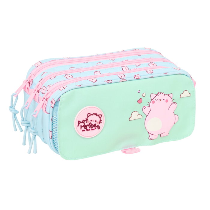 Safta Fourre-tout Triple Big The Pink Cat Multicolore