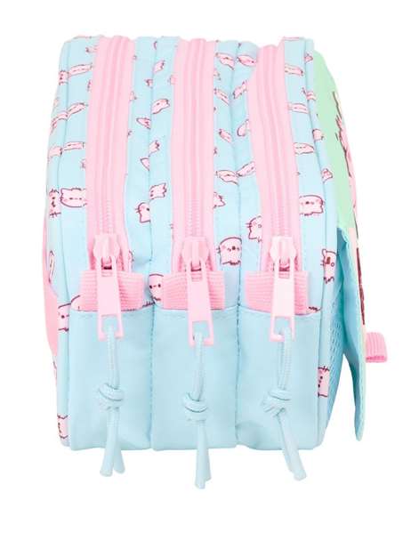 Safta Portatodo Triple Big Pembe The Pink Cat - Coffret de rangement triple rose pour enfant 21.5 x 10 x 8 cm
