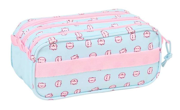 Safta Portatodo Triple Big Pembe The Pink Cat - Coffret de rangement triple rose pour enfant 21.5 x 10 x 8 cm