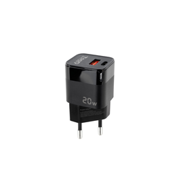 Tooq TQWC-QCPD20 Chargeur Murale USB-C PD 20W avec USB-A QC - Noir
