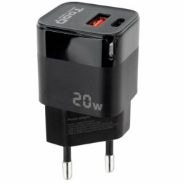 Tooq TQWC-QCPD20 Chargeur Murale USB-C PD 20W avec USB-A QC - Noir