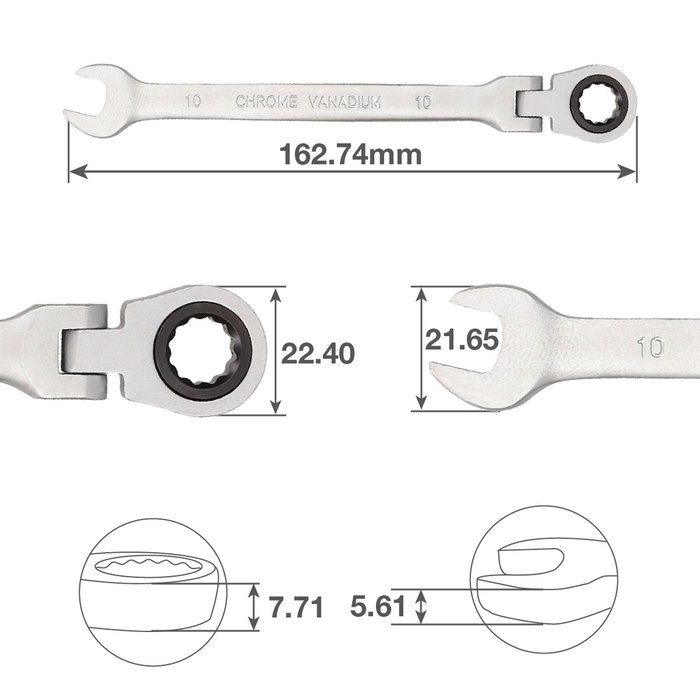 Hantums Clé combinée avec cliquet 10mm CR-V Hantums Clé combinée avec cliquet 10mm CR-V