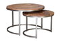GINER Y COLOMER Set de 2 Tables Basses Nido en Bois de Mango Naturel avec Pieds en Métal - 46 cm et 39 cm de Hauteur - Finition Naturelle
