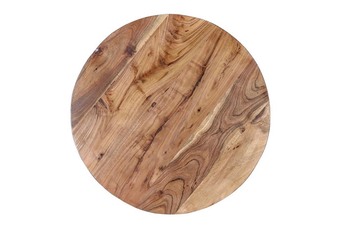 GINER Y COLOMER Set de 2 Tables Basses Nido en Bois de Mango Naturel avec Pieds en Métal - 46 cm et 39 cm de Hauteur - Finition Naturelle