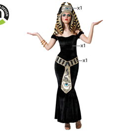 Déguisement égyptien femme adulte noir avec accessoires (Vestido, cinturón, tocado) - XS-S