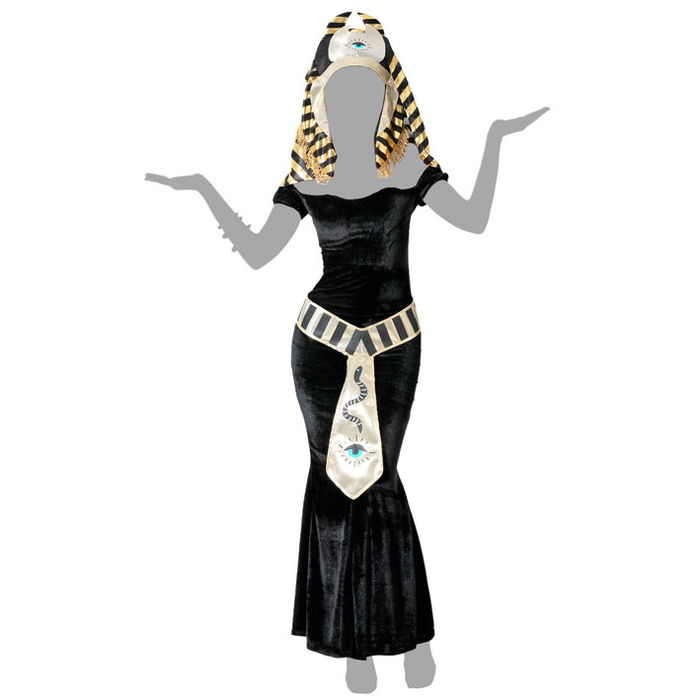 Déguisement égyptien femme adulte noir avec accessoires (Vestido, cinturón, tocado) - XS-S