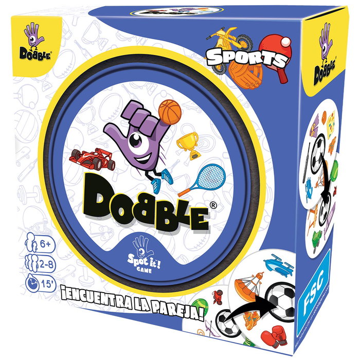 ASMODEE Dobble Sports Jeu de cartes d'observation et de rapidité - Version espagnole - Thème sports - Référence DOBSPO07ES - À partir de 6 ans