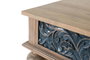 GINER Y COLOMER Table basse en teca sculptée à la main, naturel et bleu