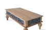 GINER Y COLOMER Table basse en teca sculptée à la main, naturel et bleu