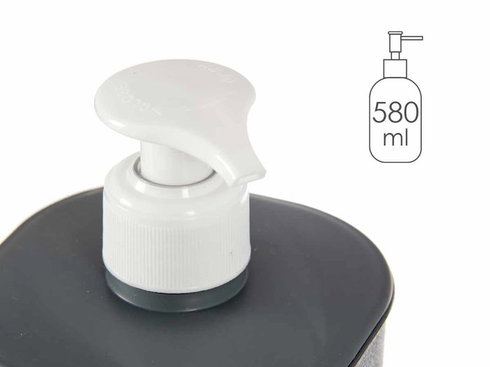 Berilo Distributeur de savon plastique 580 ml anthracite 9 x 16.5 x 9 cm (Set de 36)
