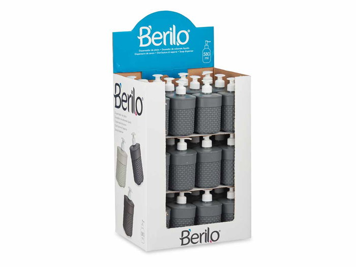 Berilo Distributeur de savon plastique 580 ml anthracite 9 x 16.5 x 9 cm (Set de 36)