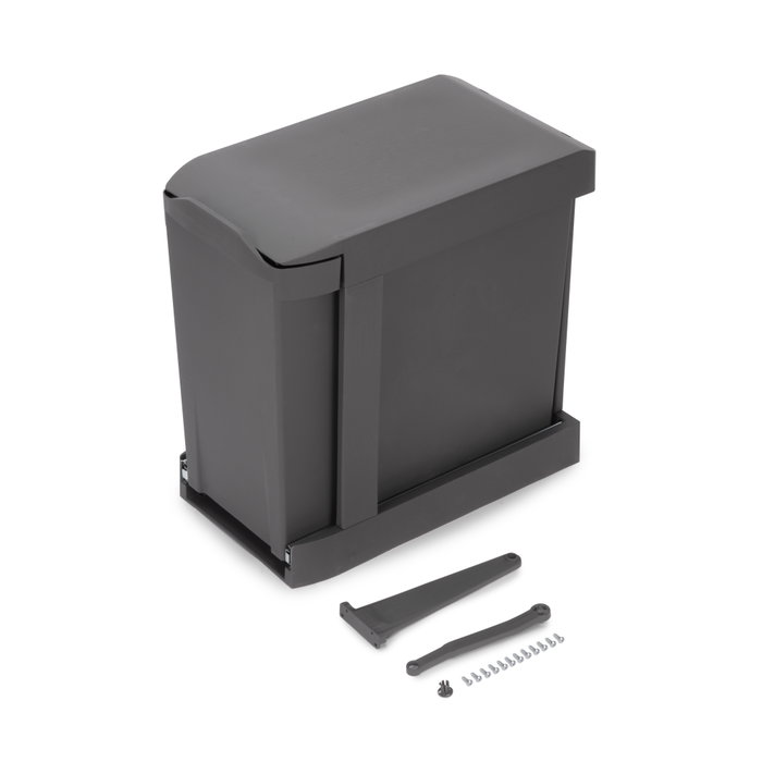 Emuca Poubelle de recyclage 30L, Gris anthracite