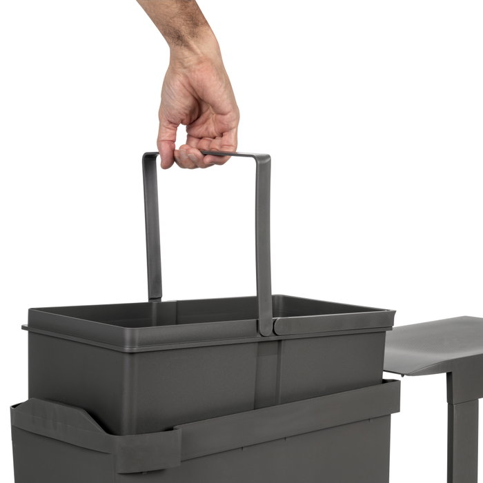 Emuca Poubelle de recyclage 30L, Gris anthracite