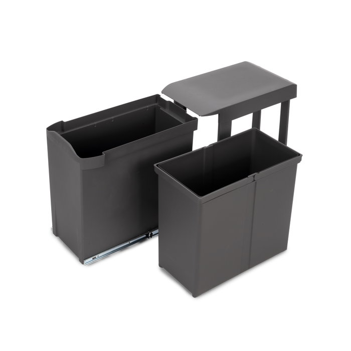 Emuca Poubelle de recyclage 30L, Gris anthracite
