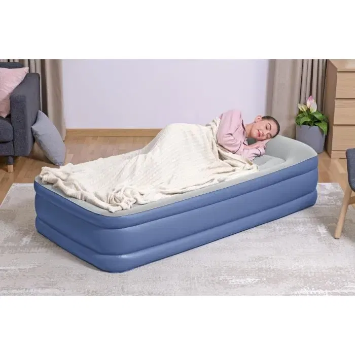 Bestway Matelas Gonflable 1 Personne Réf. 67628 (191x97x46 cm) avec Pompe Électrique Intégrée, Oreiller, Cadre de Lit, Anti-Microbien, 150 kg Max