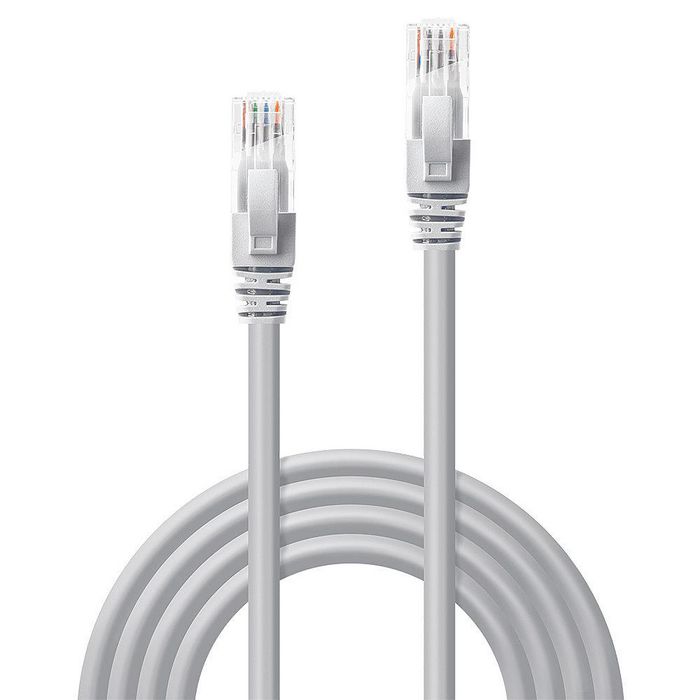 Lindy Câble réseau Ethernet Cat.6 U/UTP Gris 10 m, Contacts plaqués or, Système anti-accroc, pour Gigabit Ethernet 1 GBase-T