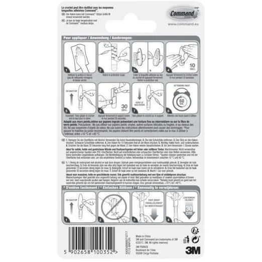 3M Crochet Métal Déco Nickel Brossé - Moyen Modèle