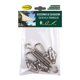 Faura Kit d'accessoires de fixation pour stores voile triangulaire, 3 fixations murales, 2 mousquetons, 1 tendeur