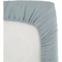 Domiva Drap housse en gaze de coton Bleu vintage 70x140 cm