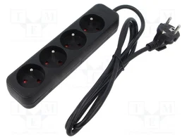 LANBERG Rallonge réseau 4 prises, 1,5m, noir