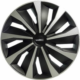 WRC Lot de 4 Enjoliveurs 16 pouces Style Carbone Noir & Gris