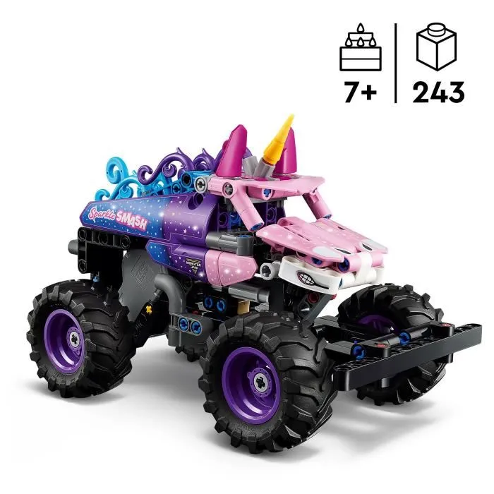 LEGO Technic 42220 - Jouet de Construction Camion à Rétrofriction Monster Jam Sparkle Smash - Véhicule de Cascade - À partir de 7 ans LEGO Technic 42220 - Jouet de Construction Camion à Rétrofriction Monster Jam Sparkle Smash - Véhicule de Cascade - À partir de 7 ans