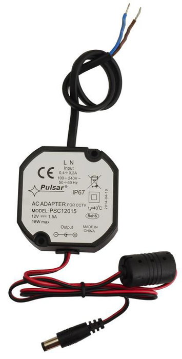 Pulsar PSC Alimentation Secteur 12V 1.5A 62MM - Alimentation Stabilisée pour Caméras CCTV