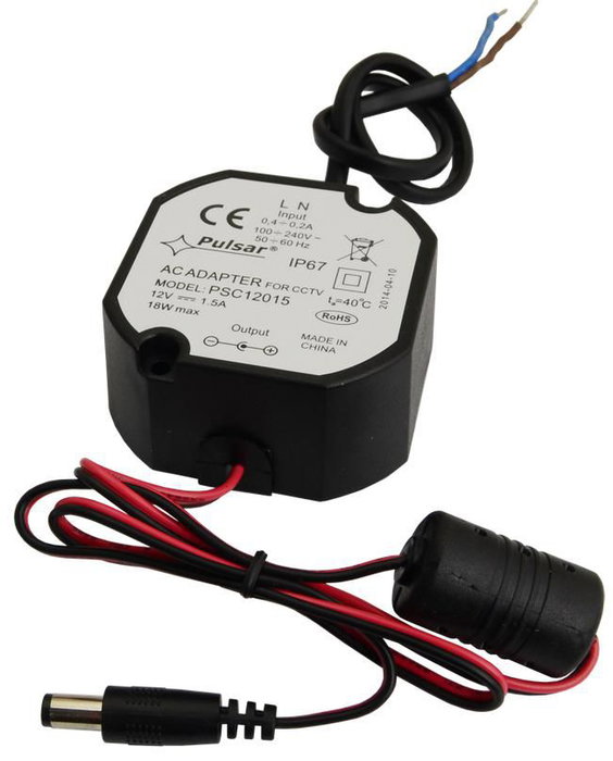 Pulsar PSC Alimentation Secteur 12V 1.5A 62MM - Alimentation Stabilisée pour Caméras CCTV