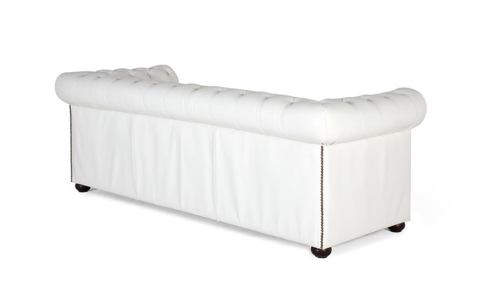 GINER Y COLOMER - Canapé Chesterfield 3 Places en Cuir Blanc - Canapé capitonné en cuir naturel avec accoudoirs surélevés et design intemporel