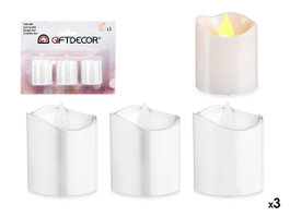 GIFTDECOR Set de 3 bougies LED taco Blanco