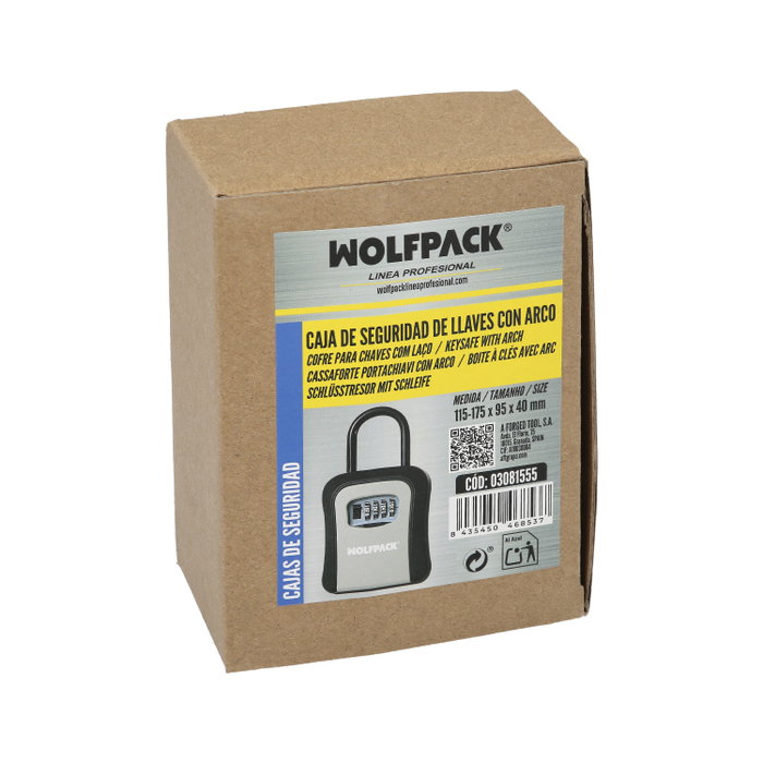 WOLFPACK LINEA PROFESIONAL Boîte de sécurité pour clés avec code et arche 175x95x40 mm