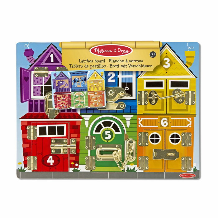 Melissa & Doug Planche d'activités Montessori en bois multicolore avec loquets Melissa & Doug Planche d'activités Montessori en bois multicolore avec loquets