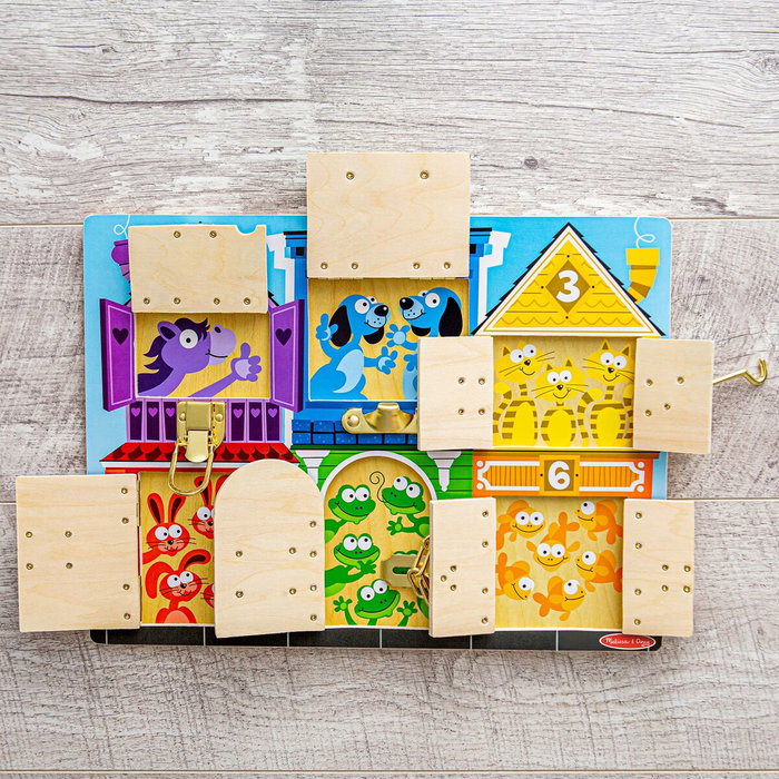 Melissa & Doug Planche d'activités Montessori en bois multicolore avec loquets Melissa & Doug Planche d'activités Montessori en bois multicolore avec loquets
