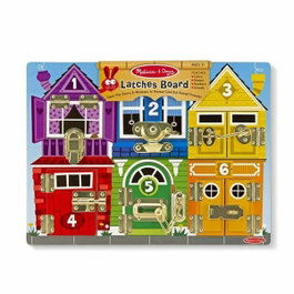 Melissa & Doug Planche d'activités Montessori en bois multicolore avec loquets
