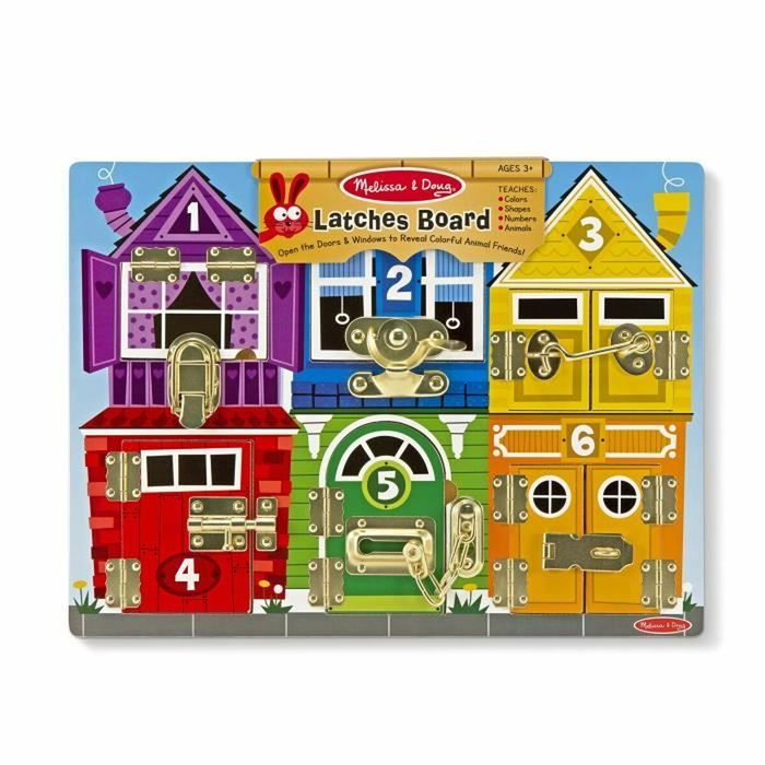 Melissa & Doug Planche d'activités Montessori en bois multicolore avec loquets Melissa & Doug Planche d'activités Montessori en bois multicolore avec loquets