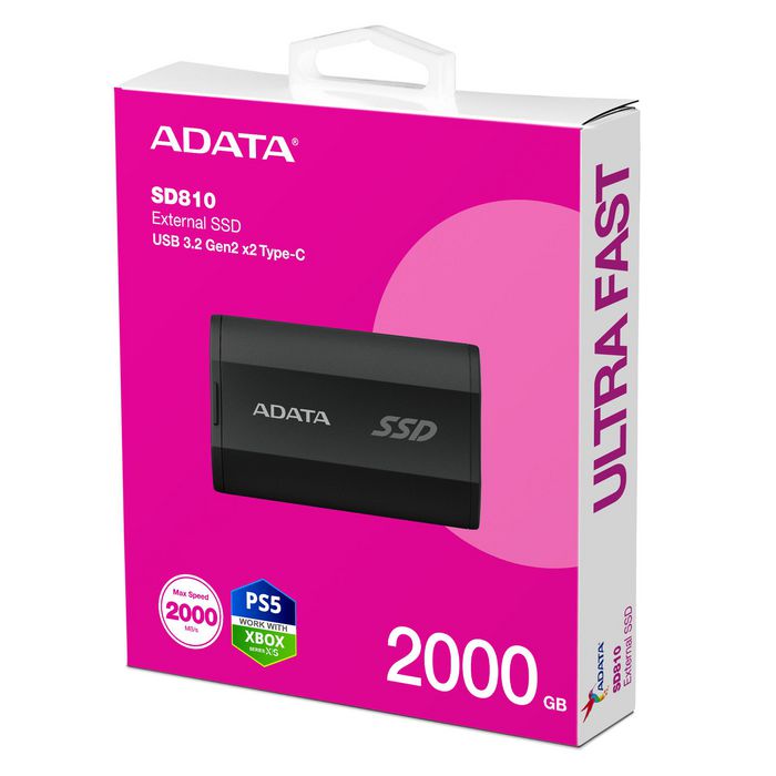 ADATA SD810 SSD Externe Portable 2 To USB 3.2 Gen2 - Résistant à l'eau IP68, MIL-STD-810G, pour Jeux Vidéo, Création Vidéo et Photographie ADATA SD810 SSD Externe Portable 2 To USB 3.2 Gen2 - Résistant à l'eau IP68, MIL-STD-810G, pour Jeux Vidéo, Création Vidéo et Photographie