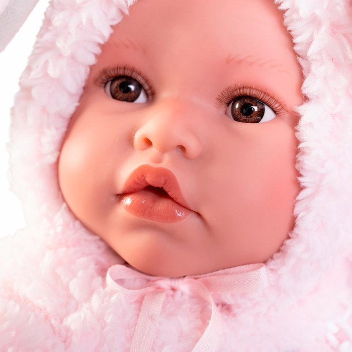 Muñecas Antonio Juan Poupée Nouveau-Né Erika Déguisée en Lapin avec Peluche Carotte Vinyle Doux 42 cm