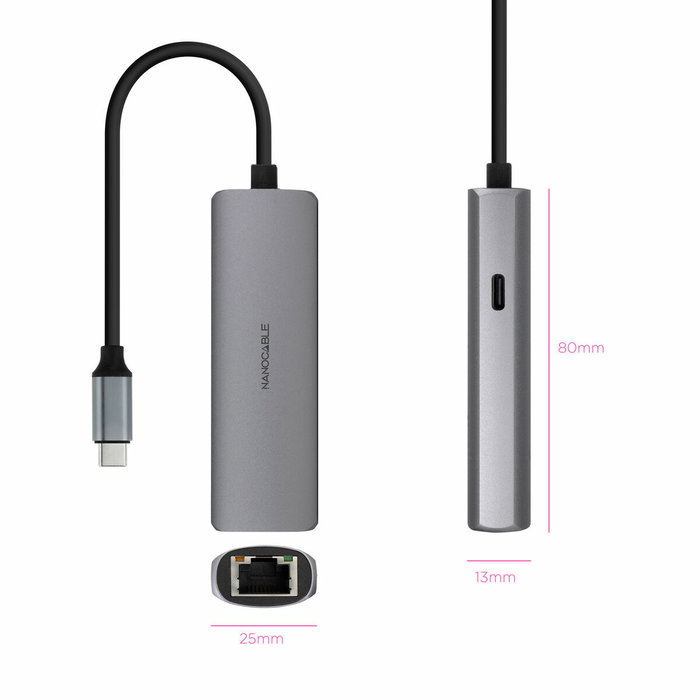 Hub USB NANOCABLE 10.16.4603 Gris