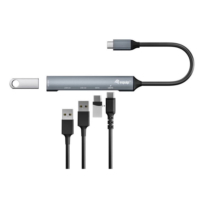 Equip Hub USB-C 3.2 5 ports Aluminium (1xUSB 3.0, 2xUSB 2.0, 1xUSB-C PD 100W, 1xUSB-C mâle) Concentrateur