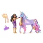 Spinmaster L'École des Licornes - Figurine Licorne Wildstar avec Poupée Sophia - 5 Accessoires Inclus - Brossage et Harnachement - Dès 4 Ans