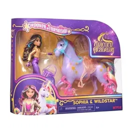 Spinmaster L'École des Licornes - Figurine Licorne Wildstar avec Poupée Sophia - 5 Accessoires Inclus - Brossage et Harnachement - Dès 4 Ans