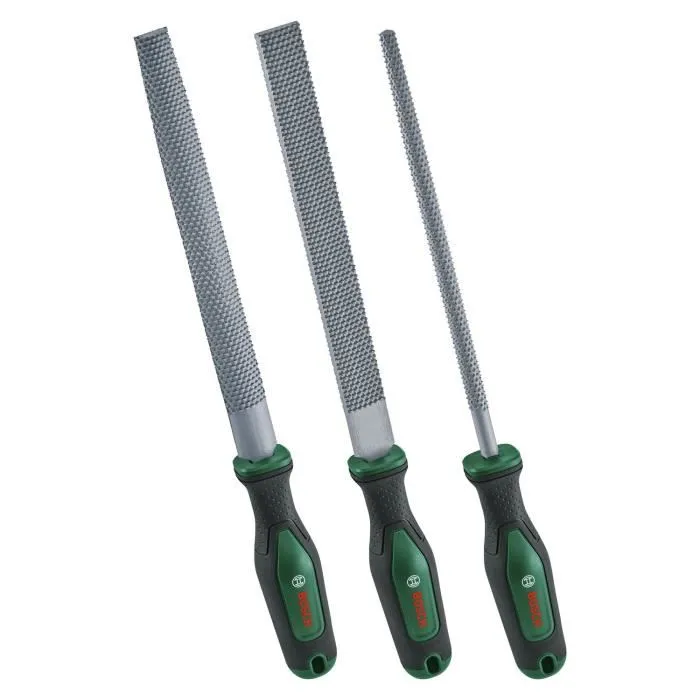 Bosch Set de 3 Râpes pour Bois - Plates, Rondes, Demi-Rondes en Acier au Carbone Dur pour Sculpture et Finition Bosch Set de 3 Râpes pour Bois - Plates, Rondes, Demi-Rondes en Acier au Carbone Dur pour Sculpture et Finition