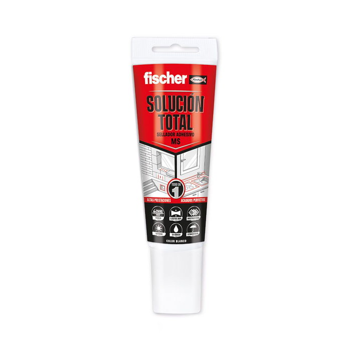 Fischer 519030 MS Total Solution blanc 80ml, adhésif scellant élastique 700%, force 250 kg/10cm², usage intérieur/extérieur Fischer 519030 MS Total Solution blanc 80ml, adhésif scellant élastique 700%, force 250 kg/10cm², usage intérieur/extérieur