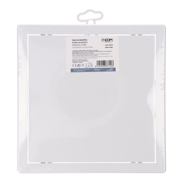 Edm Trappe de visite carrée encastrable ABS 20x20 cm blanche, avec mécanisme push-pull