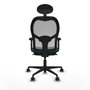 Piqueras y Crespo Chaise de Bureau avec Appui-tête 2D036N1 Gris Vert pétrole