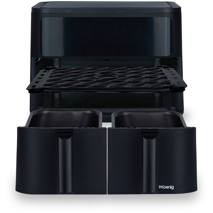 Hkoenig FRY900 Friteuse sans huile 9L, Double cuve 4,5L, Noir