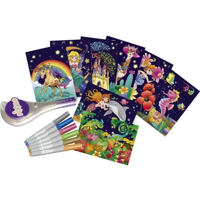 Lansay Stylo électronique Pixelo Metallic - Loisir créatif - Motifs pointillés métalliques - Dessin et coloriage à partir de 6 ans