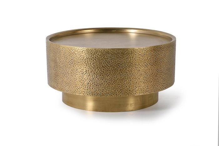 GINER Y COLOMER - Table basse en aluminium et bronze doré, finition vieilli martelé, 80 cm de diamètre x 40 cm de hauteur GINER Y COLOMER - Table basse en aluminium et bronze doré, finition vieilli martelé, 80 cm de diamètre x 40 cm de hauteur