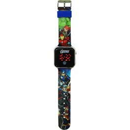 Kids Licensing - Montre LED Avengers pour enfant à partir de 4 ans avec affichage de l'heure et de la date, possibilité de changer le fond d'écran